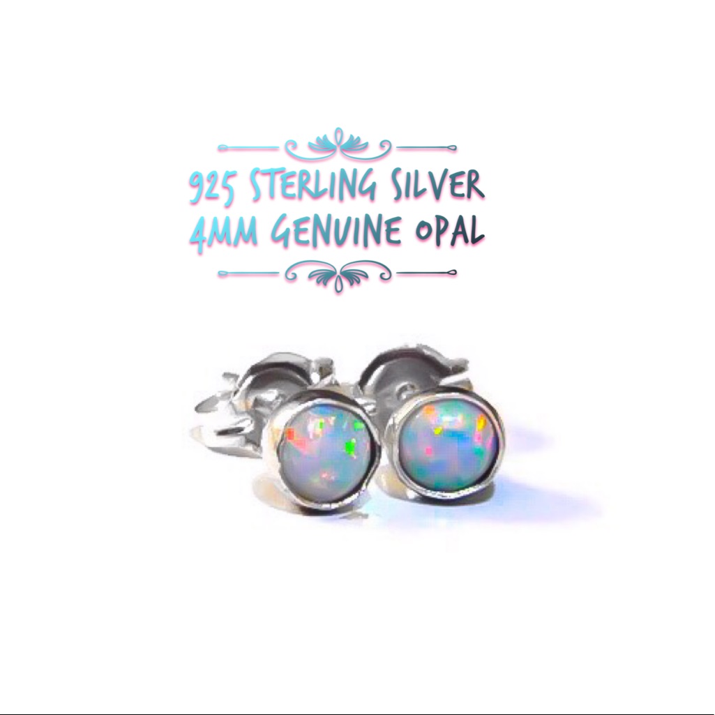 925 Sterling Silver White Fire Opal Stud Earrings 23$